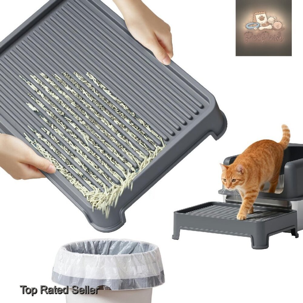 Cat Litter Box Steps Ramp Washable Filter Fits Elevated Boxes Senior Small Cats